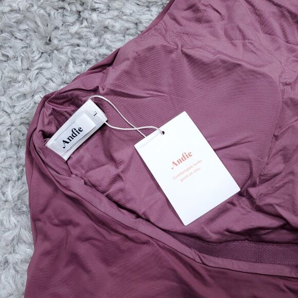 Andie Swim High Neck Halter Luzon One Piece Swimsuit Purple Cactus Flower Large - Picture 6 of 7